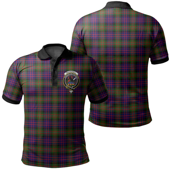 MacDonnell of Glengarry Modern Tartan Crest Polo Shirt Black Neck 2 Style