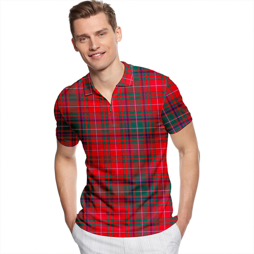 MacDougall Modern Tartan Classic Lapel Zip Short Sleeve Polo