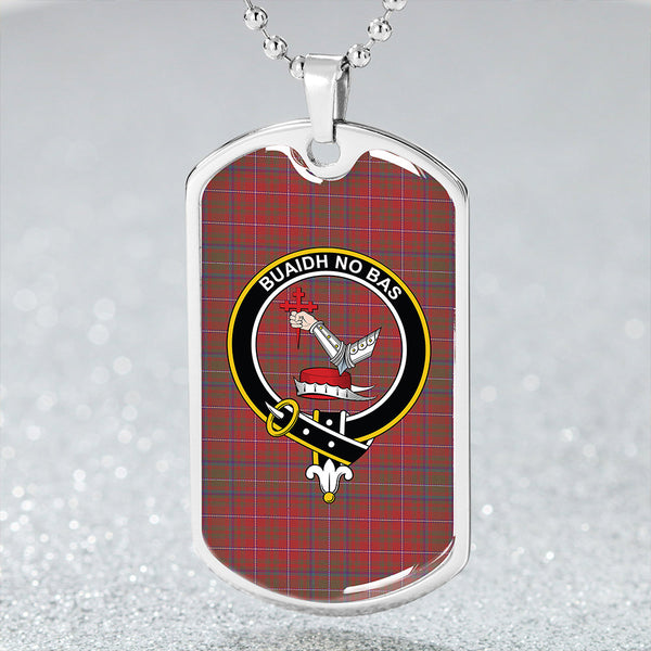 MacDougall Weathered Clan Badge Classic Tartan Dog Tag Necklace