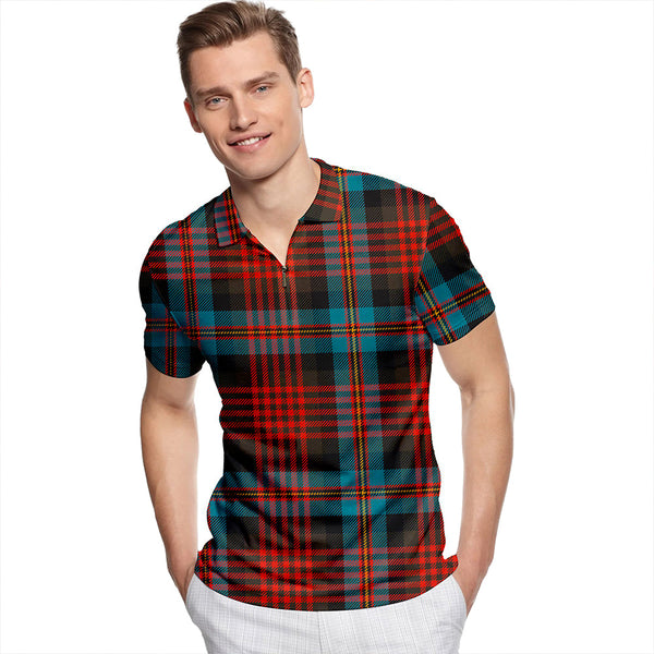 MacDougall William Ancient Tartan Classic Lapel Zip Short Sleeve Polo