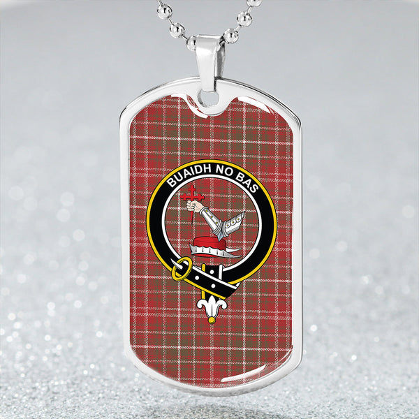 MacDougall #2 Weathered Clan Badge Classic Tartan Dog Tag Necklace