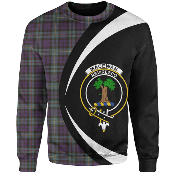 MacEwan Weathered Clan Badge Tartan Sweatshirt Circle Style Personalized