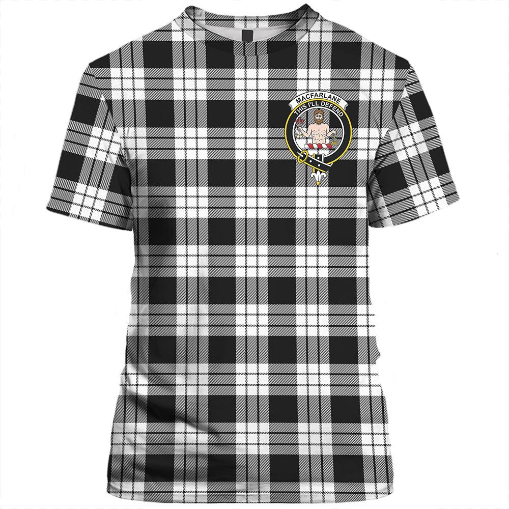 MacFarlane Black & White Ancient Tartan Classic Crest T-Shirt