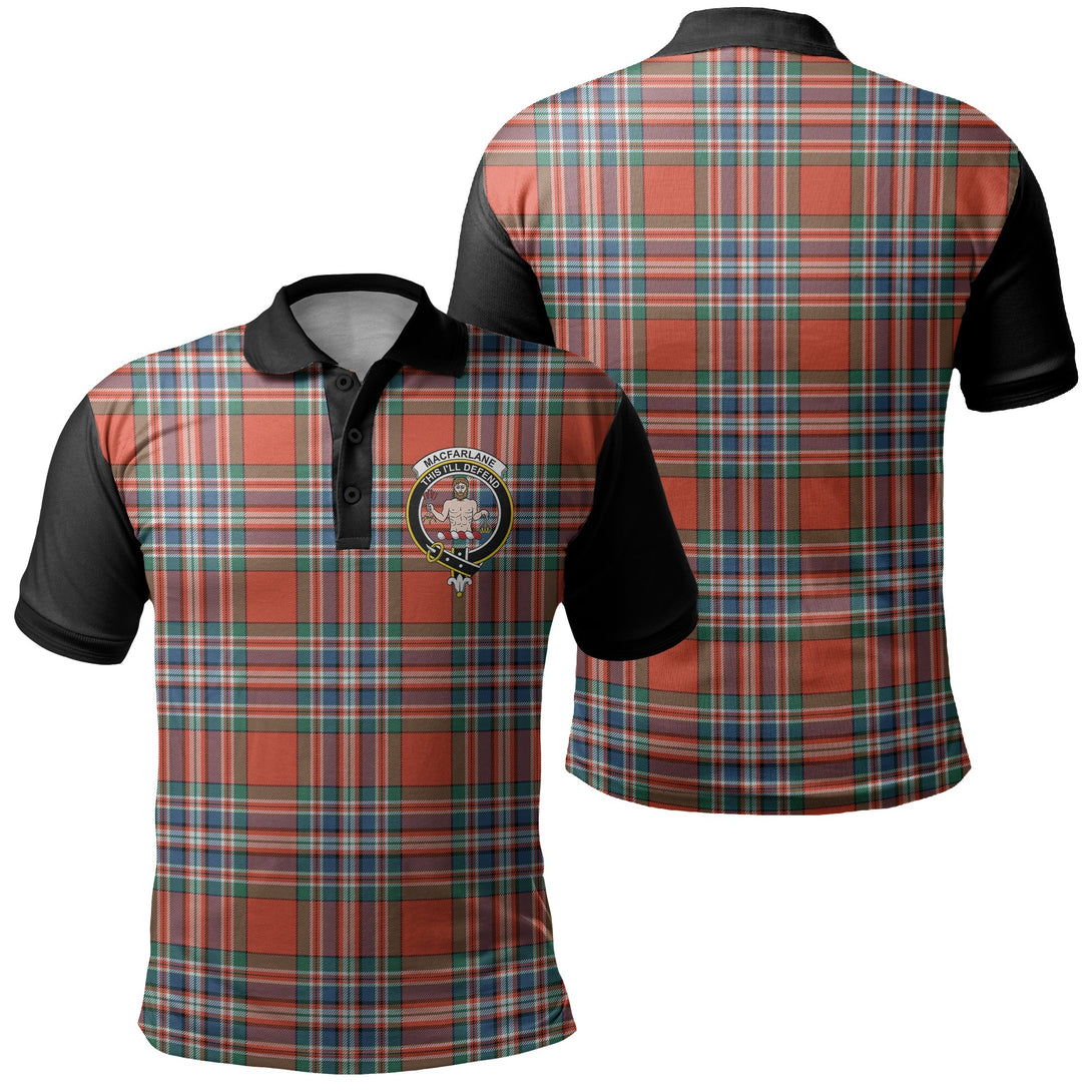 MacFarlane Ancient Tartan Crest Polo Shirt Black Neck 1 Style