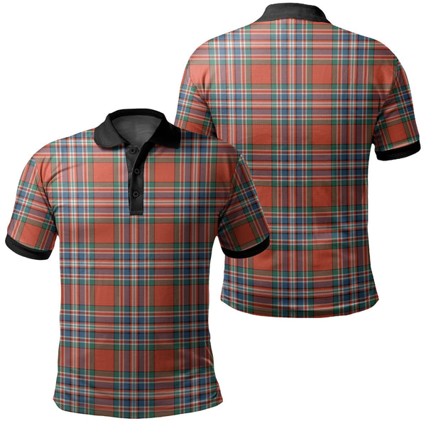 MacFarlane Ancient Tartan Classic Polo Shirt Black Neck 2 Style