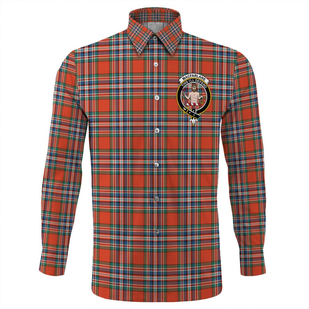 MacFarlane Ancient Tartan Classic Crest Long Sleeve Button Shirt ...