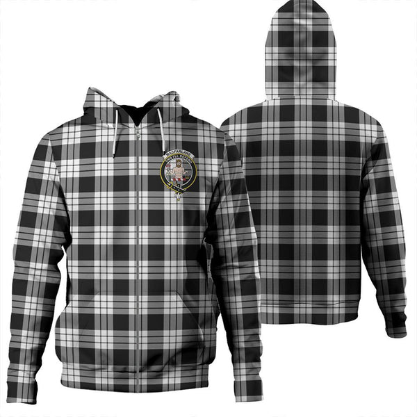 MacFarlane Black & White Ancient Tartan Classic Crest Zipper Hoodie