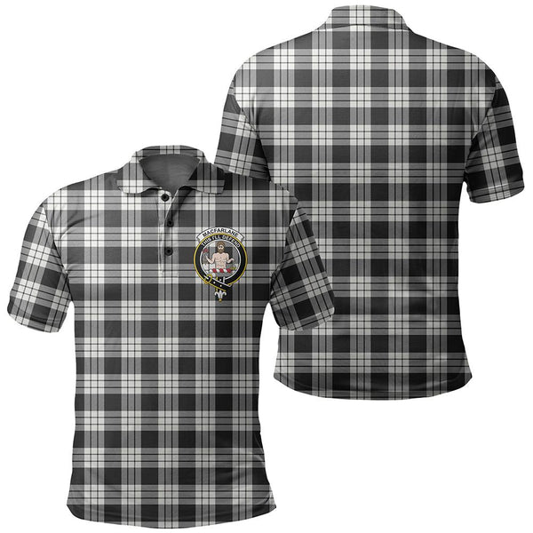 MacFarlane Black & White Tartan Classic Crest Polo Shirt