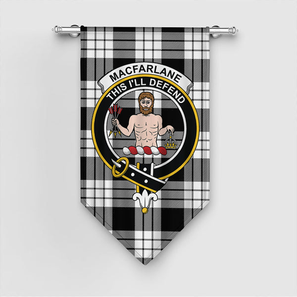 MacFarlane Black & White Ancient Tartan Classic Crest Gonfalon