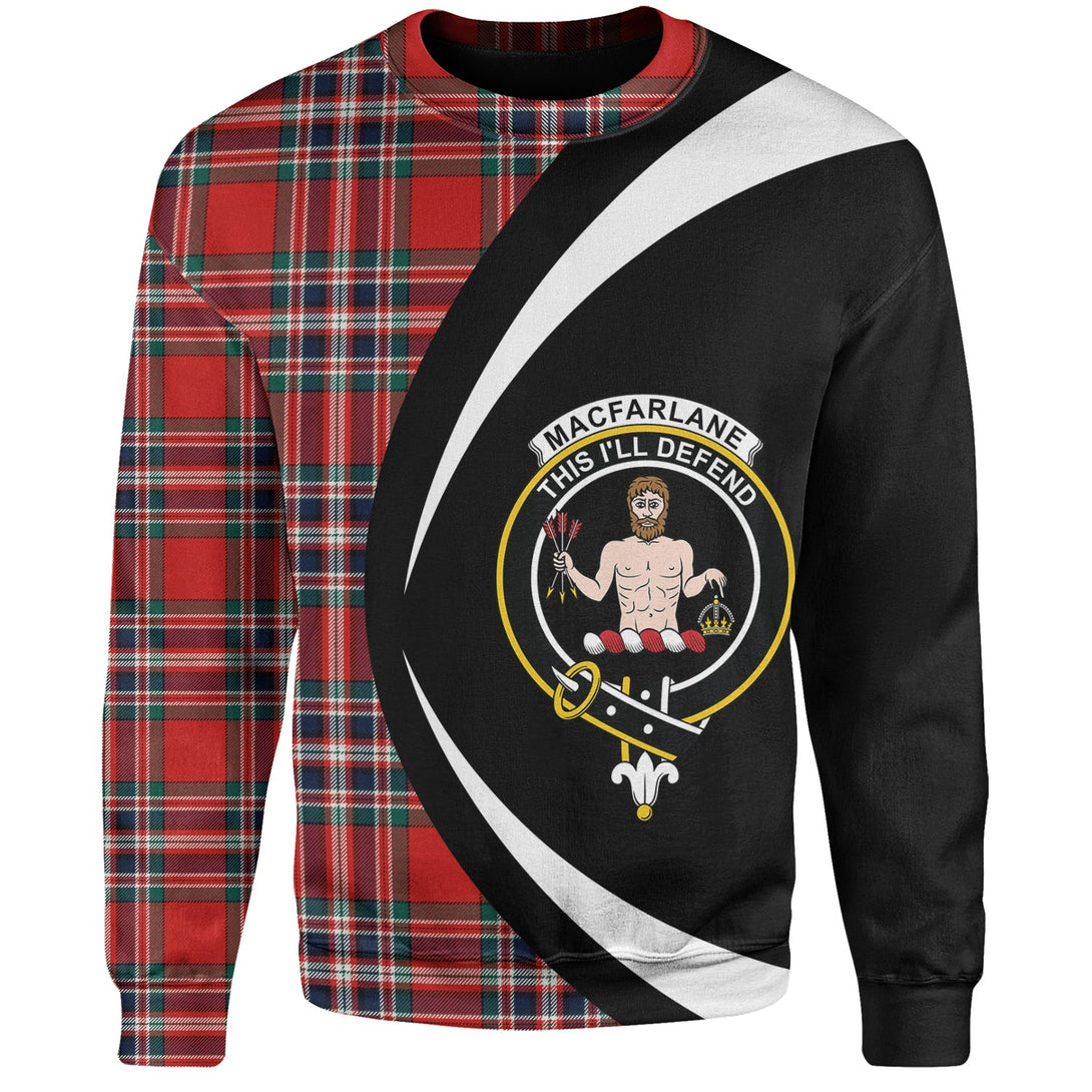 MacFarlane Red Modern Clan Badge Tartan Sweatshirt Circle Style Personalized