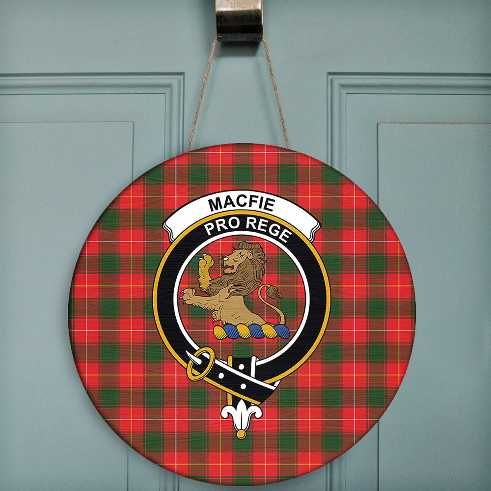 MacFie Tartan Classic Crest Round Wooden Sign