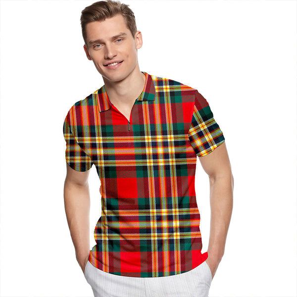 MacGill Modern Tartan Classic Lapel Zip Short Sleeve Polo