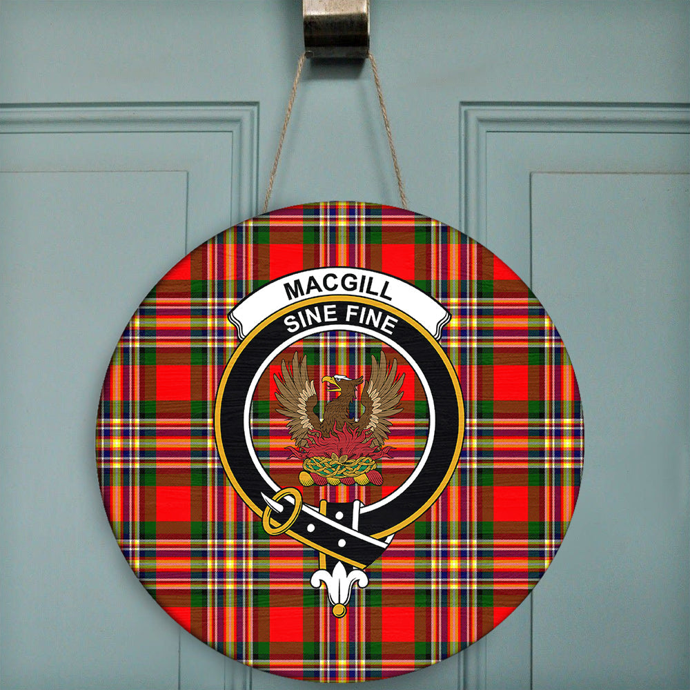 MacGill Modern Tartan Classic Crest Round Wooden Sign