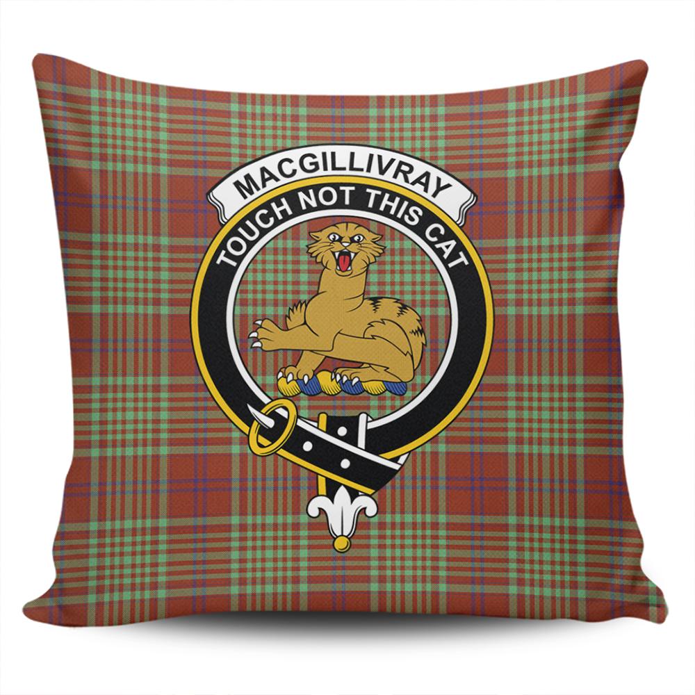 MacGillivray Hunting Ancient Tartan Classic Crest Pillow Cover