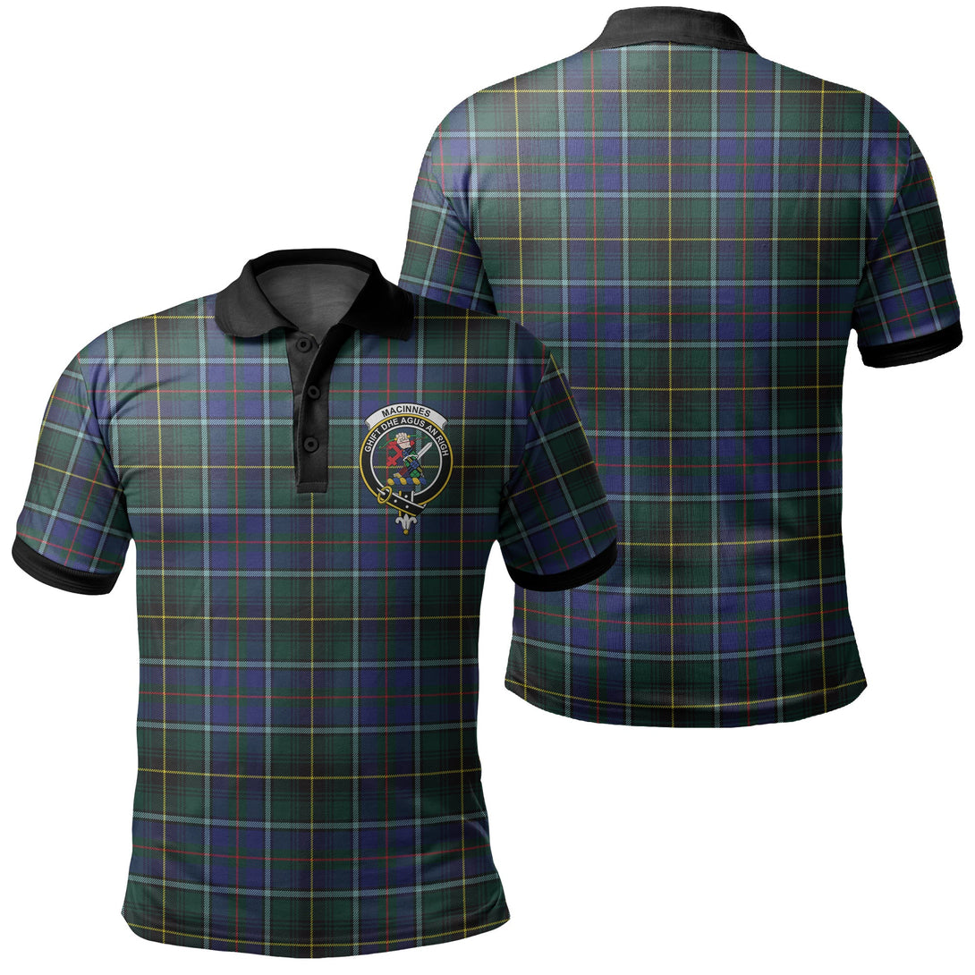 MacInnes Modern Tartan Crest Polo Shirt Black Neck 2 Style