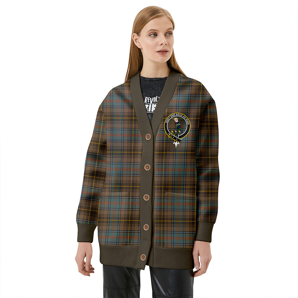 MacInnes Weathered Clan Badge Tartan V-neck Cardigan