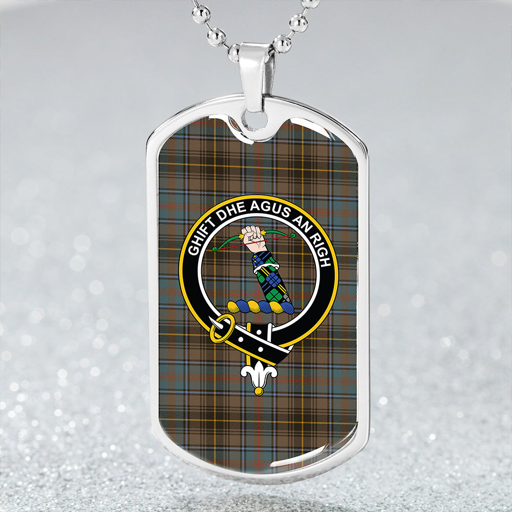 MacInnes Weathered Clan Badge Classic Tartan Dog Tag Necklace