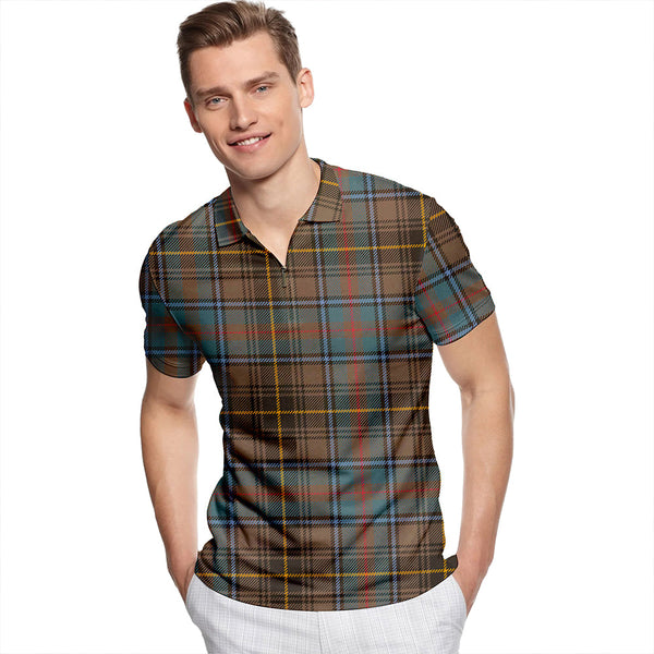 MacInnes Weathered Tartan Classic Lapel Zip Short Sleeve Polo