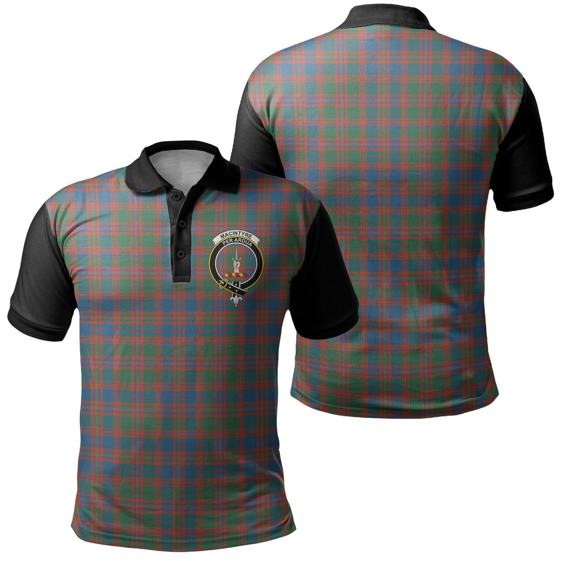 MacIntyre Ancient Tartan Crest Polo Shirt Black Neck 1 Style