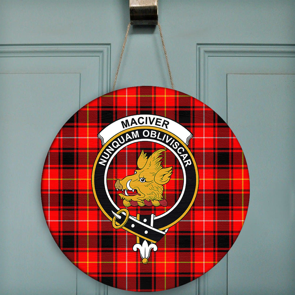 MacIver Modern Tartan Classic Crest Round Wooden Sign