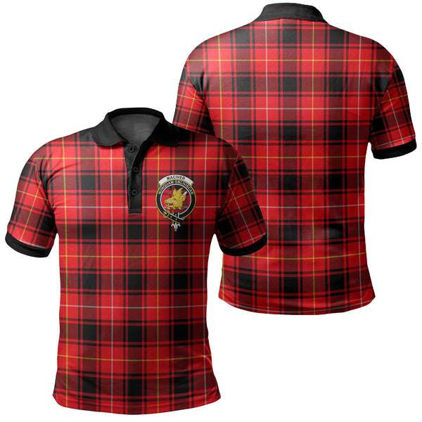 MacIver Modern Tartan Crest Polo Shirt Black Neck 2 Style