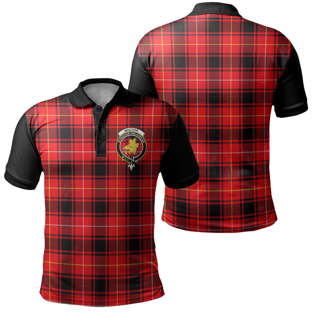 MacIver Modern Tartan Crest Polo Shirt Black Neck 1 Style