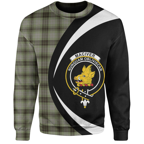 MacIver Weathered Clan Badge Tartan Sweatshirt Circle Style Personalized