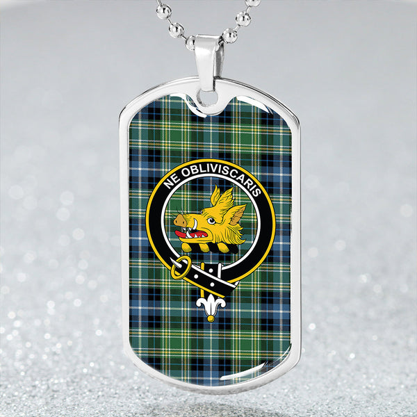 MacKellar Ancient Clan Badge Classic Tartan Dog Tag Necklace