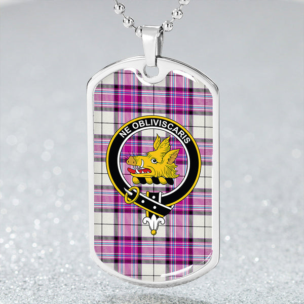 MacKellar Dress Cerise Clan Badge Classic Tartan Dog Tag Necklace