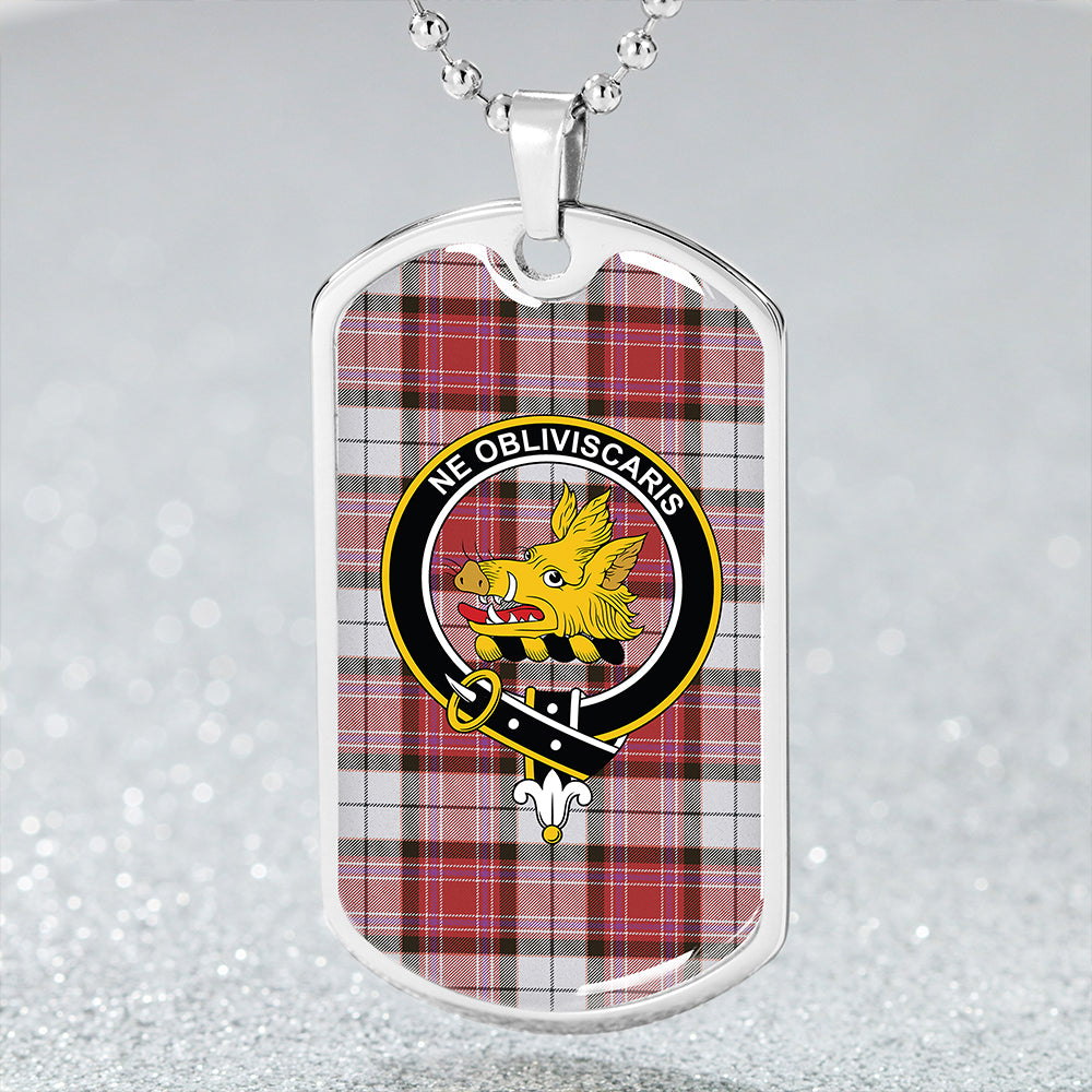 MacKellar Dress Red #2 Weathered Clan Badge Classic Tartan Dog Tag Necklace