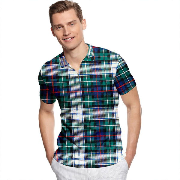 MacKenzie Dress Modern Tartan Classic Lapel Zip Short Sleeve Polo