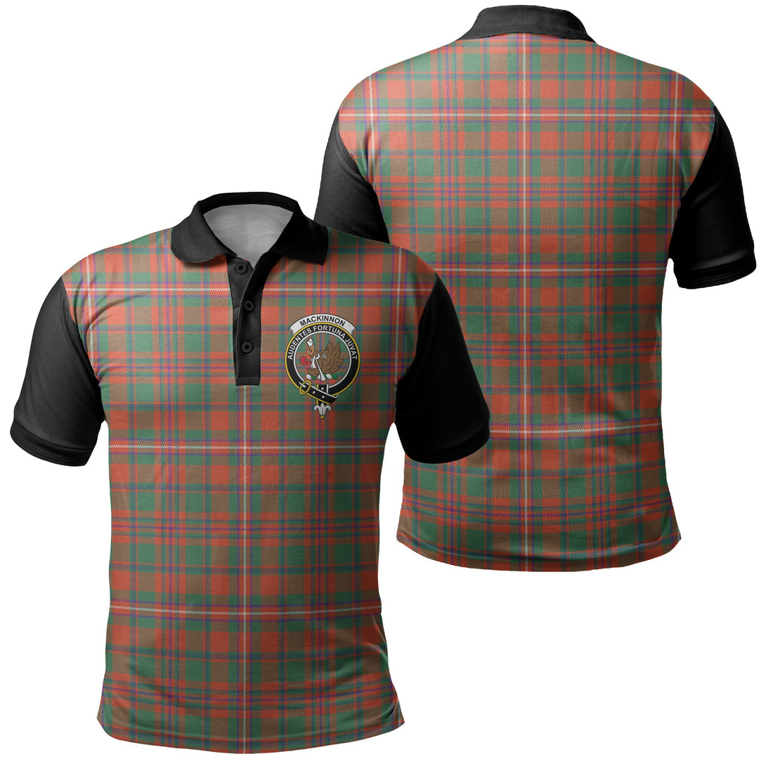 MacKinnon Ancient Tartan Crest Polo Shirt Black Neck 1 Style