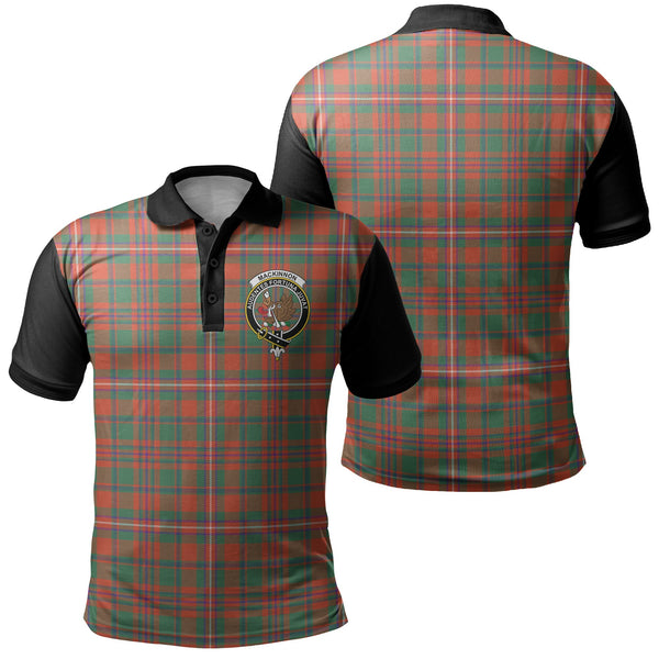 MacKinnon Ancient Tartan Crest Polo Shirt Black Neck 1 Style