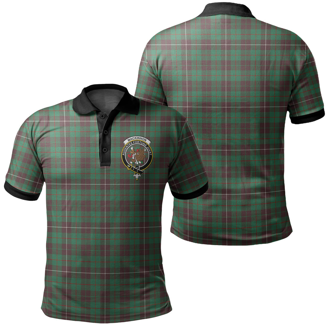 MacKinnon Hunting Ancient Tartan Crest Polo Shirt Black Neck 2 Style