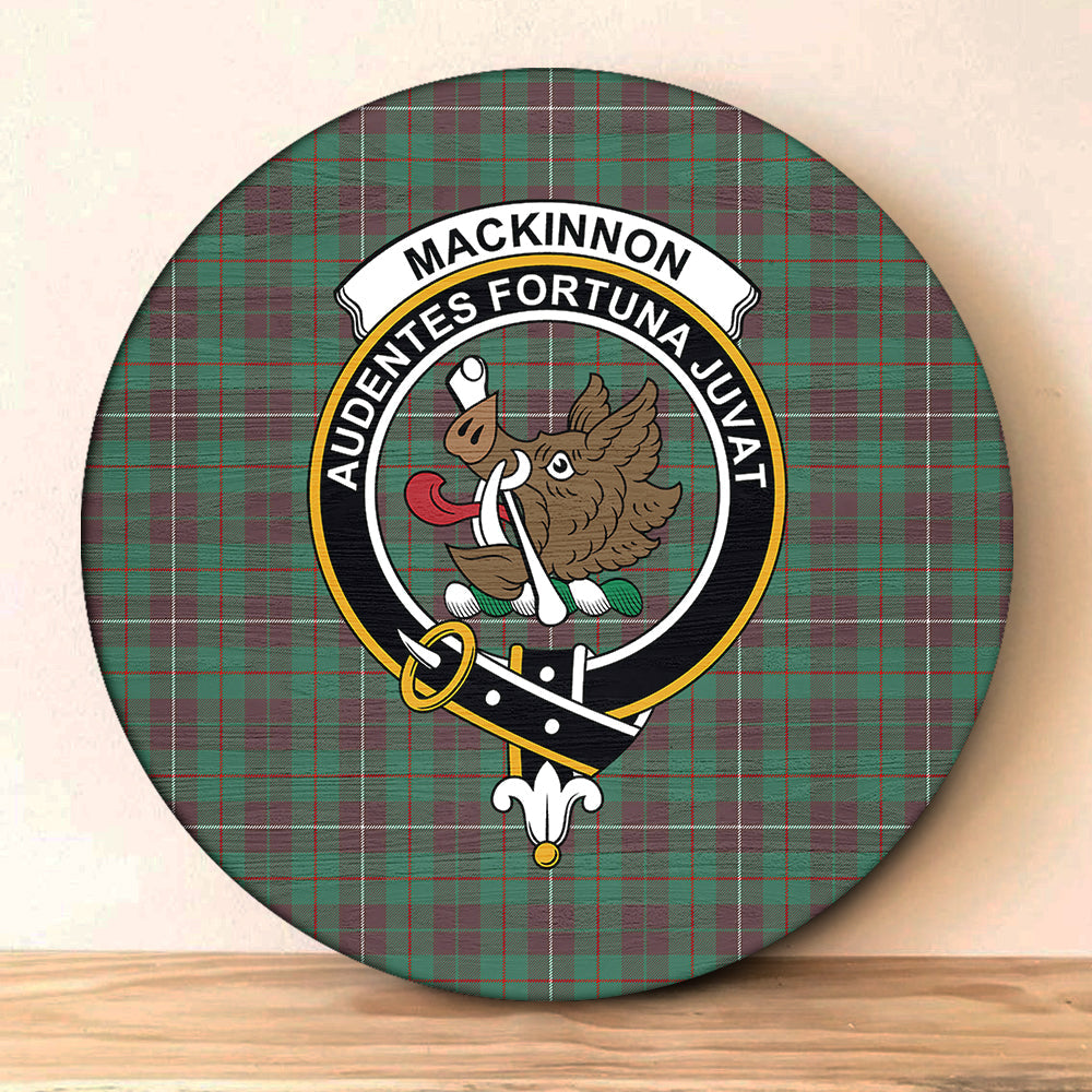 Mackinnon Hunting Ancient Tartan Classic Crest Round Wooden Sign Celticprime 9240