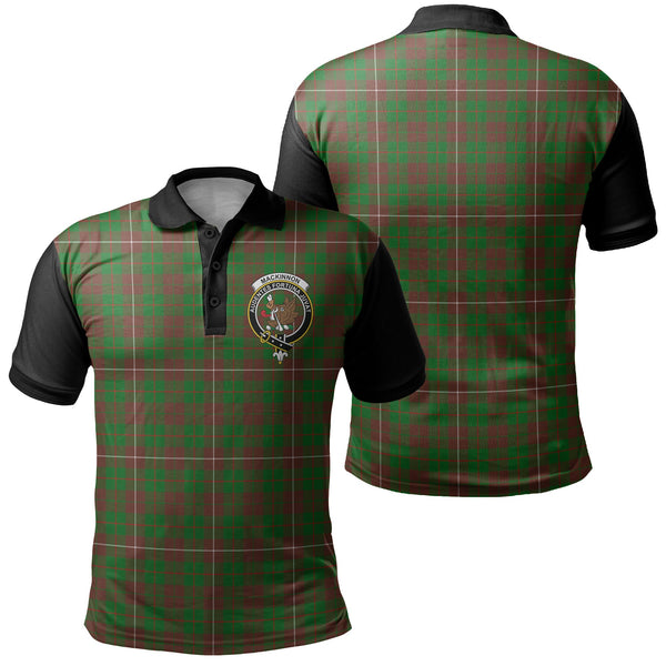 MacKinnon Hunting Modern Tartan Crest Polo Shirt Black Neck 1 Style