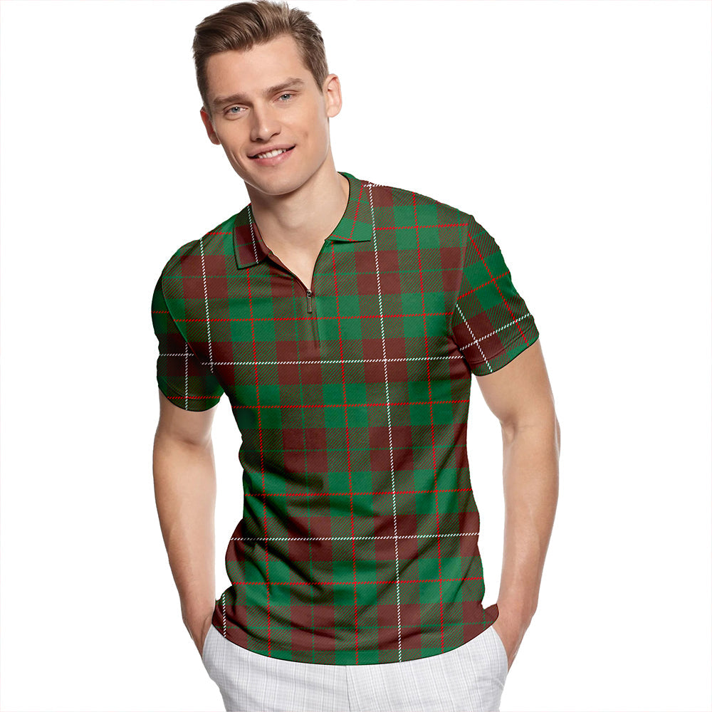 MacKinnon Hunting Modern Tartan Classic Lapel Zip Short Sleeve Polo