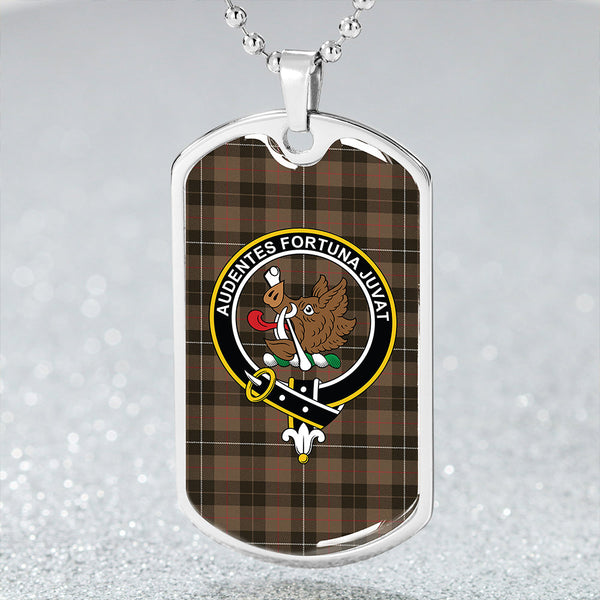 MacKinnon Hunting Weathered Clan Badge Classic Tartan Dog Tag Necklace