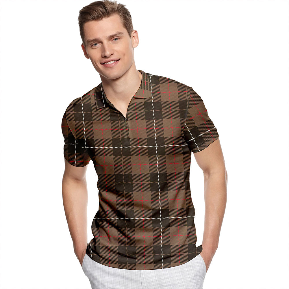 MacKinnon Hunting Weathered Tartan Classic Lapel Zip Short Sleeve Polo