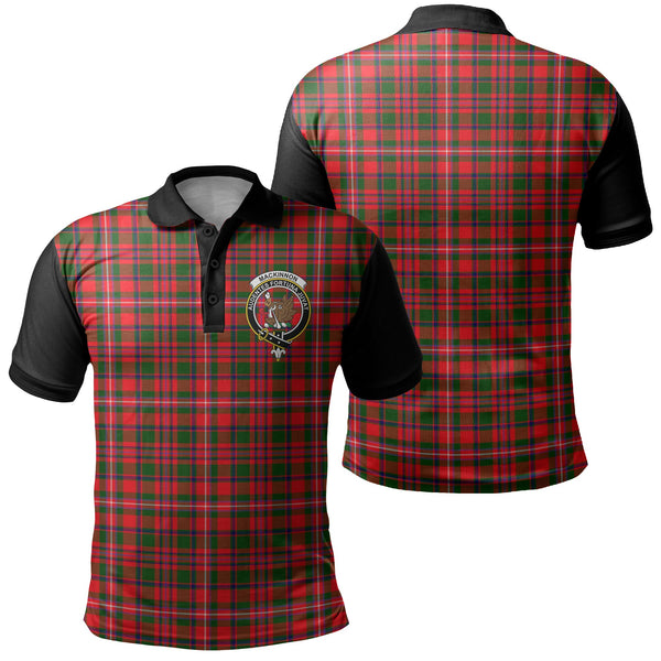 MacKinnon Modern Tartan Crest Polo Shirt Black Neck 1 Style