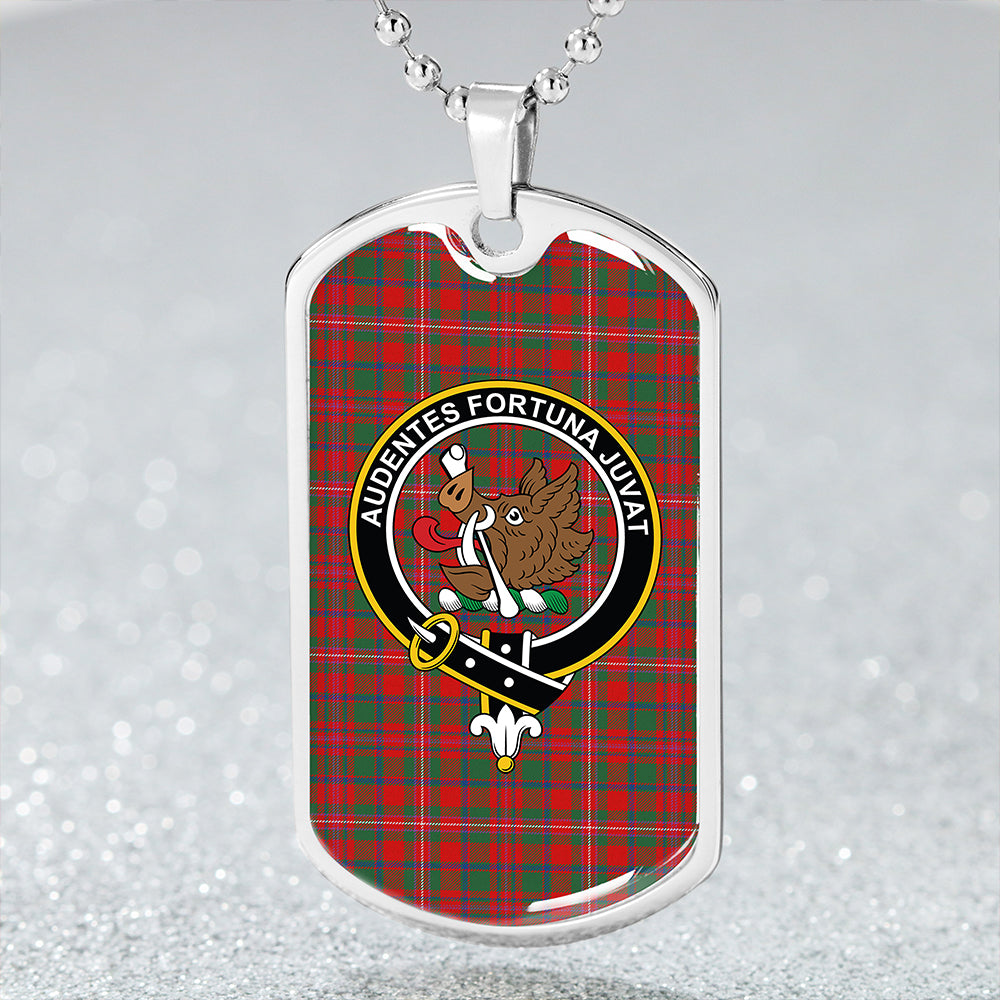 MacKinnon Modern Clan Badge Classic Tartan Dog Tag Necklace