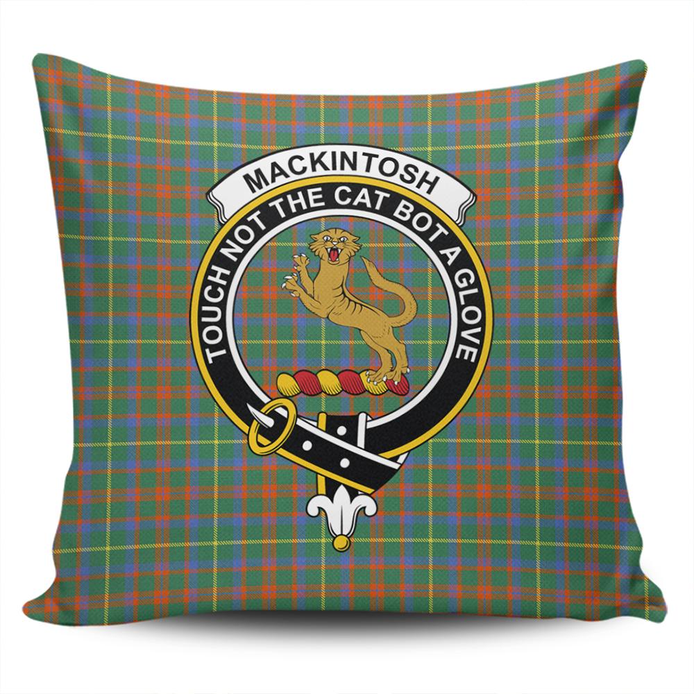 MacKintosh Hunting Ancient Tartan Classic Crest Pillow Cover