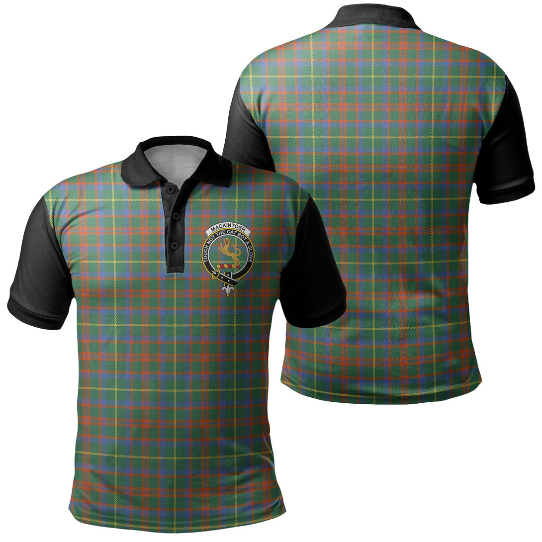 MacKintosh Hunting Ancient Tartan Crest Polo Shirt Black Neck 1 Style