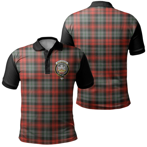 MacLachlan Weathered Tartan Crest Polo Shirt Black Neck 1 Style