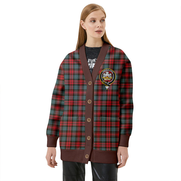 MacLachlan Weathered Clan Badge Tartan V-neck Cardigan