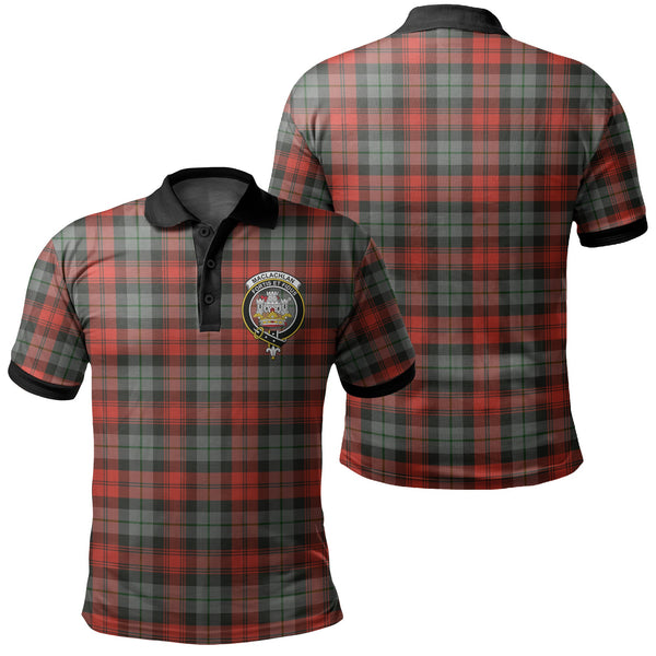 MacLachlan Weathered Tartan Crest Polo Shirt Black Neck 2 Style