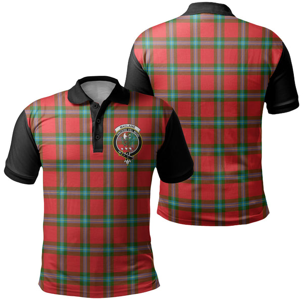 MacLaine of Loch Buie Hunting Ancient Tartan Crest Polo Shirt Black Neck 1 Style