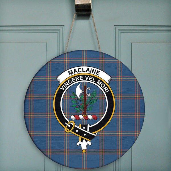 MacLaine of Loch Buie Tartan Classic Crest Round Wooden Sign