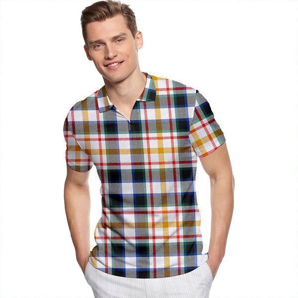 MacLaren Albino Dance Modern Tartan Classic Lapel Zip Short Sleeve Polo