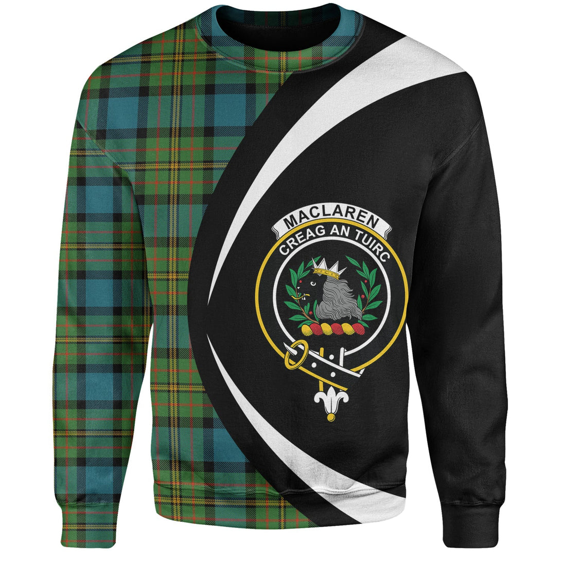 MacLaren Ancient Clan Badge Tartan Sweatshirt Circle Style Personalized